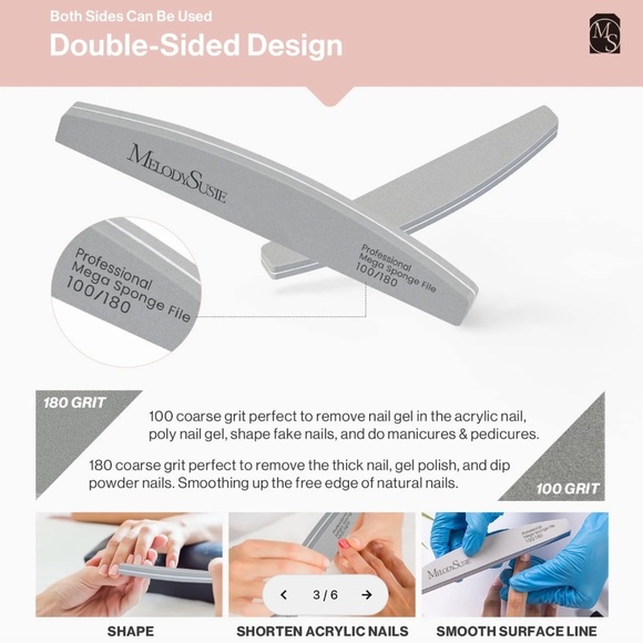 🌺MelodySusie 1 Box: 10 Washables Grey Nails Files 🌺 - Picture 7 of 14